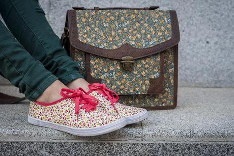 Floral Sneakers And Coral T-Shirt