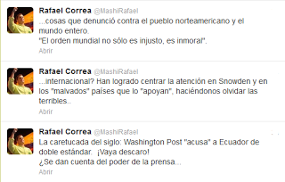 Correa: la gran prensa centra atención en Snowden y no en sus denuncias