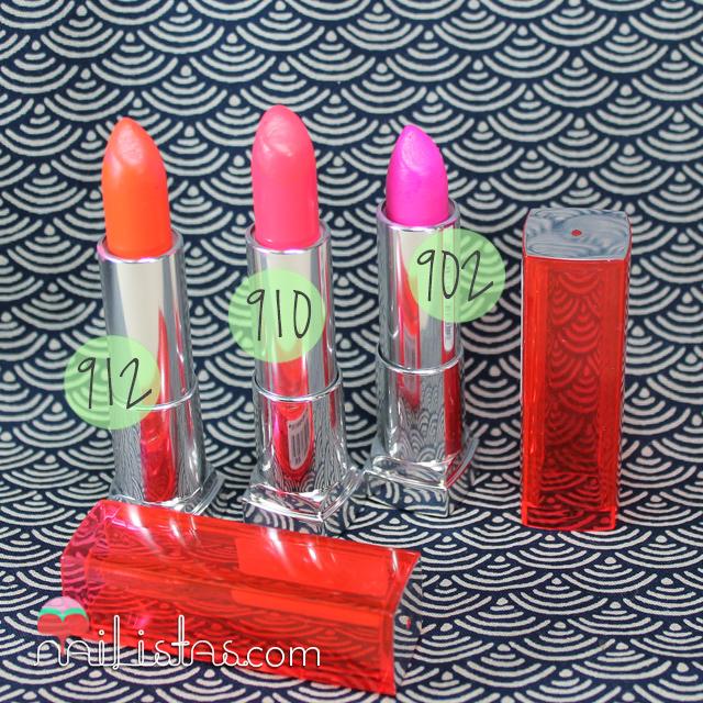Maybelline Vivids Color Sensational Fuchsia Flash, Electric Orange y Shocking Coral