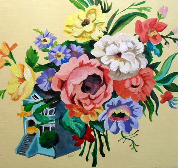Flores pintadas en acrílico, arte contemporáneo por Lara Pintos