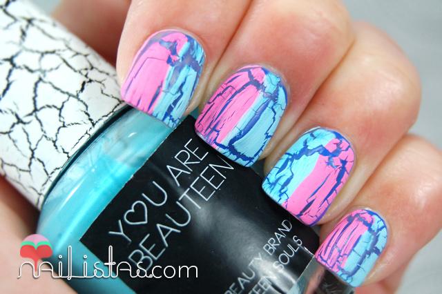 #SemanaCrackle Uñas craqueladas bicolor // Rosa y Azul