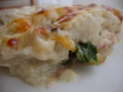 Canelones de espinacas y york