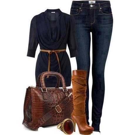 Outfit de otoño para el dia con jeans y botas de cuero - Paperblog