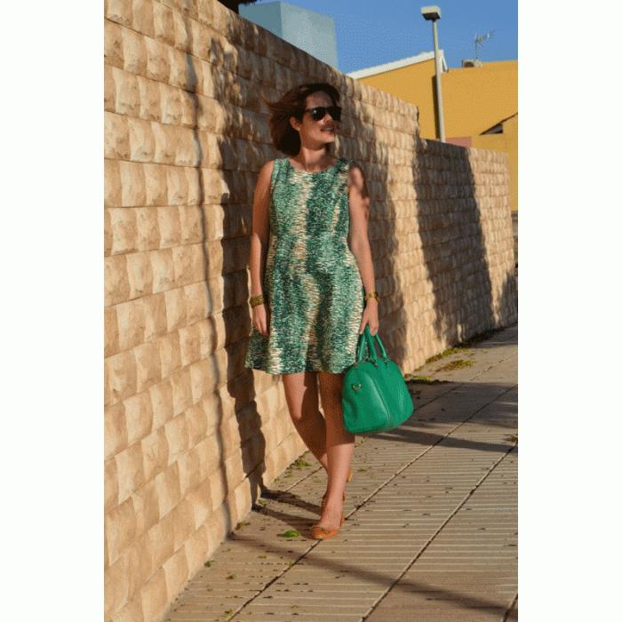 Green and Camel Dress