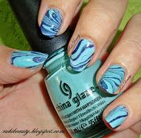 Nail art | Poolside (Watermarble nails)