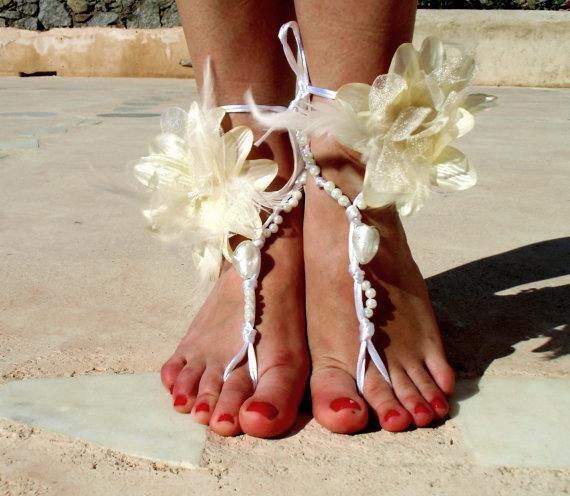 Wedding  Barefoot Sandals, Nude shoes, Foot jewelry, Wedding, Victorian Lace, Sexy, Yoga, Anklet , Bellydance, Steampunk, Beach Pool