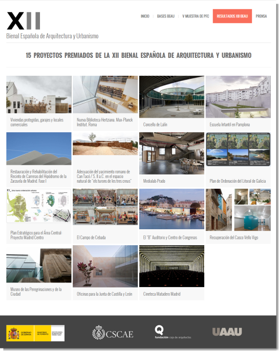 15 PROYECTOS PREMIADOS DE LA XII BIENAL ESPAÑOLA DE ARQUITECTURA Y URBANISMO