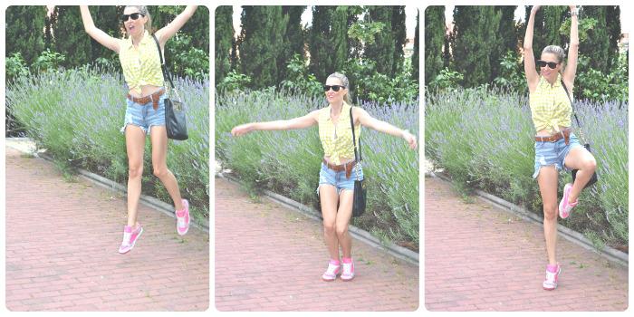 High waisted shorts and cropped shirt