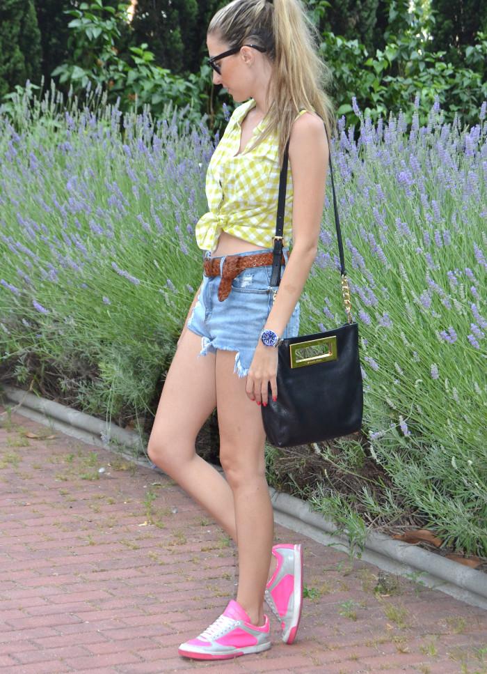 High waisted shorts and cropped shirt