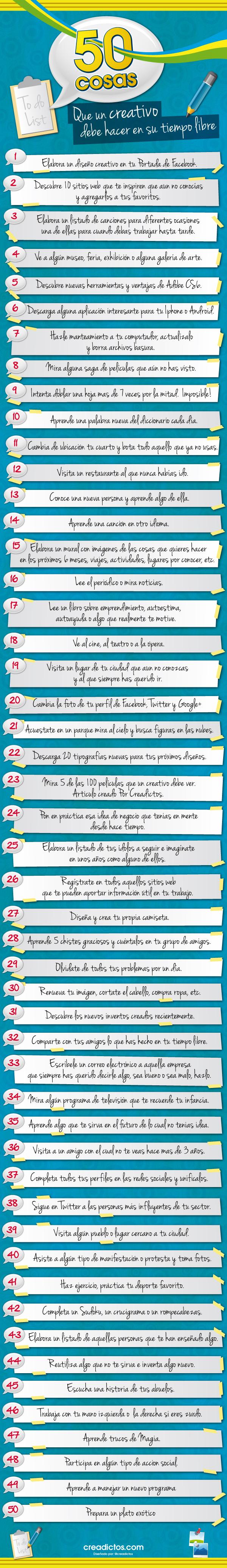 50 Cosas que un creativo debe hacer con su tiempo libre