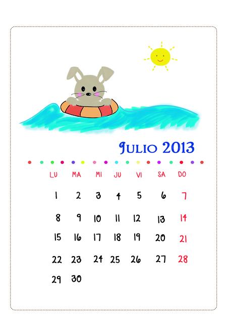 Calendario mes de Julio