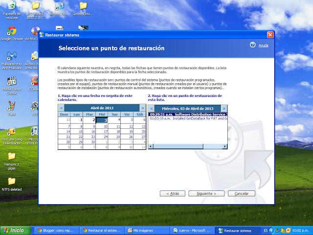 Como restaurar el sistema