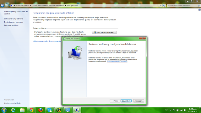 Como restaurar el sistema