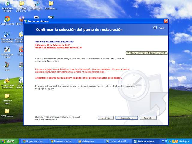 Como restaurar el sistema