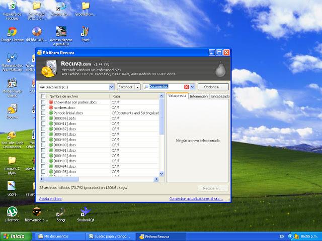 recuperar datos borrados  de la papelera
