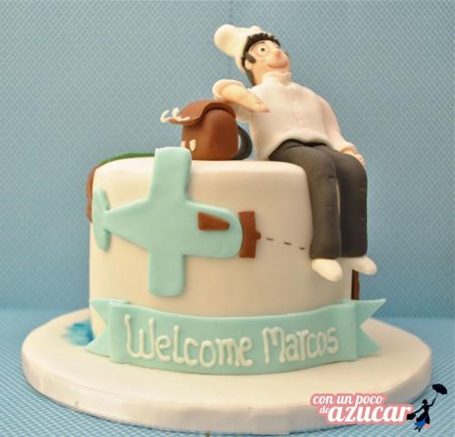 Una tarta muy viajera para Marcos