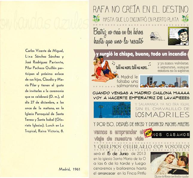 Invitación de los 60 y actual