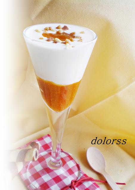 Postre cremoso con albaricoque  al  Pedro Ximenez