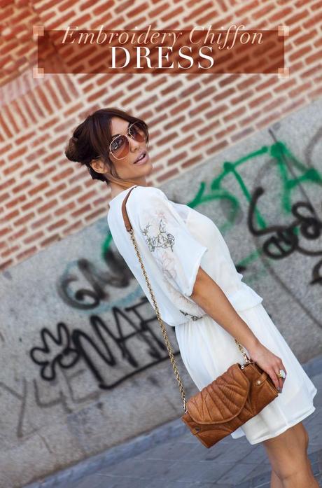 embroidery chiffon dress