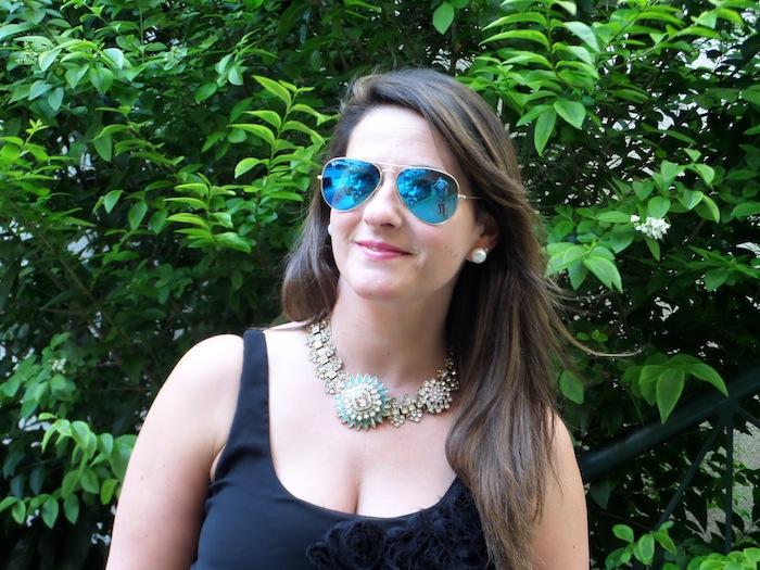 Black & pink & metallic green bag