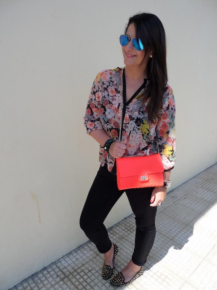 Black & Flowers & Flúor bag