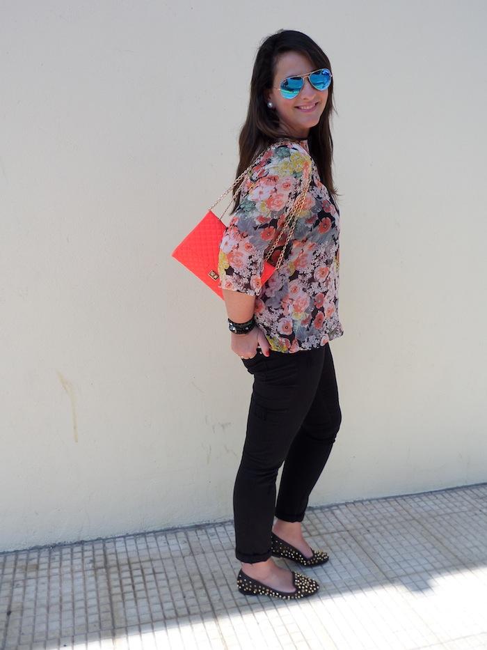 Black & Flowers & Flúor bag