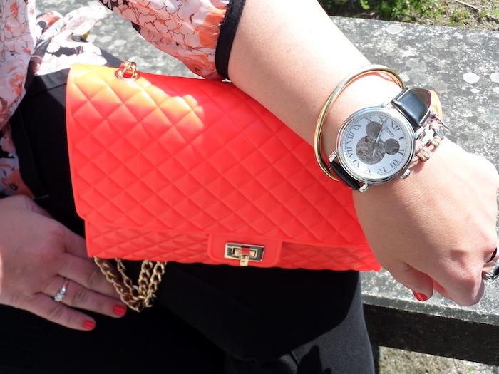 Black & Flowers & Flúor bag