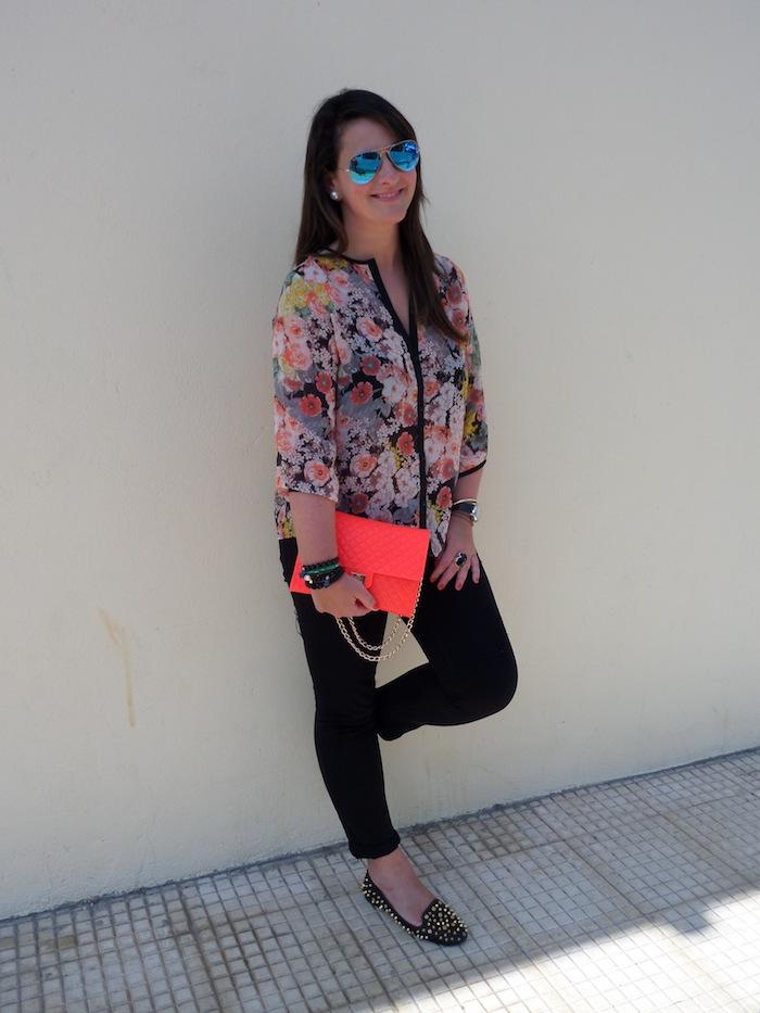 Black & Flowers & Flúor bag