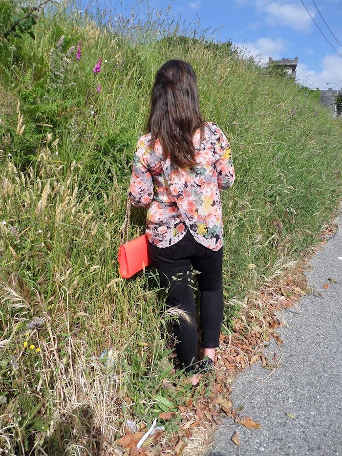 Black & Flowers & Flúor bag