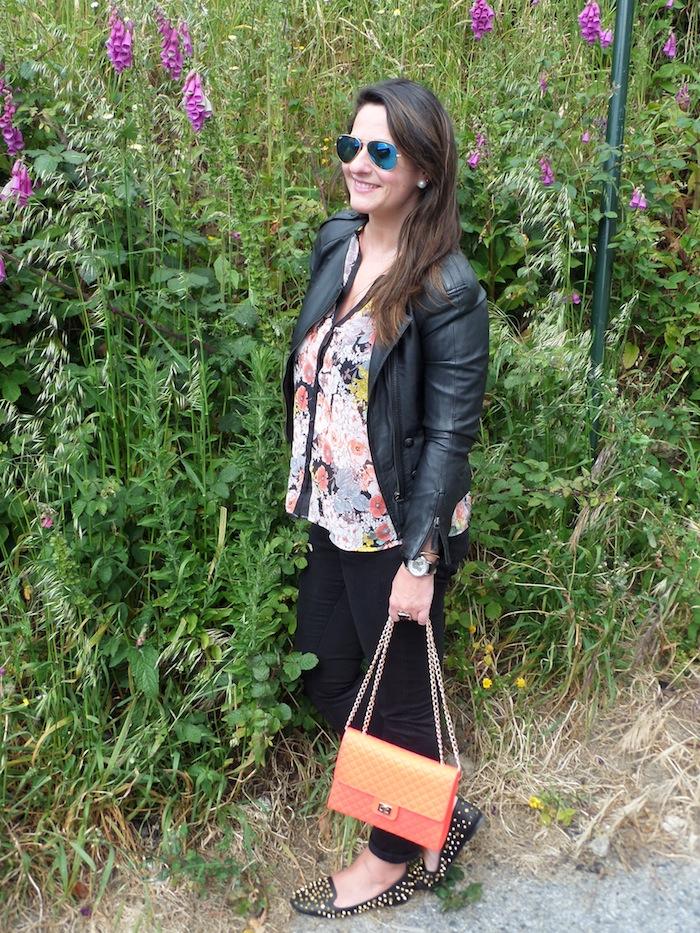 Black & Flowers & Flúor bag
