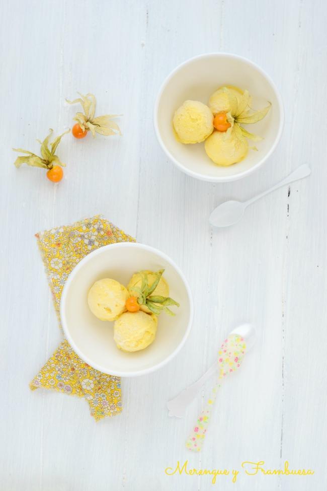 Helado de mango y fruta de la pasión
