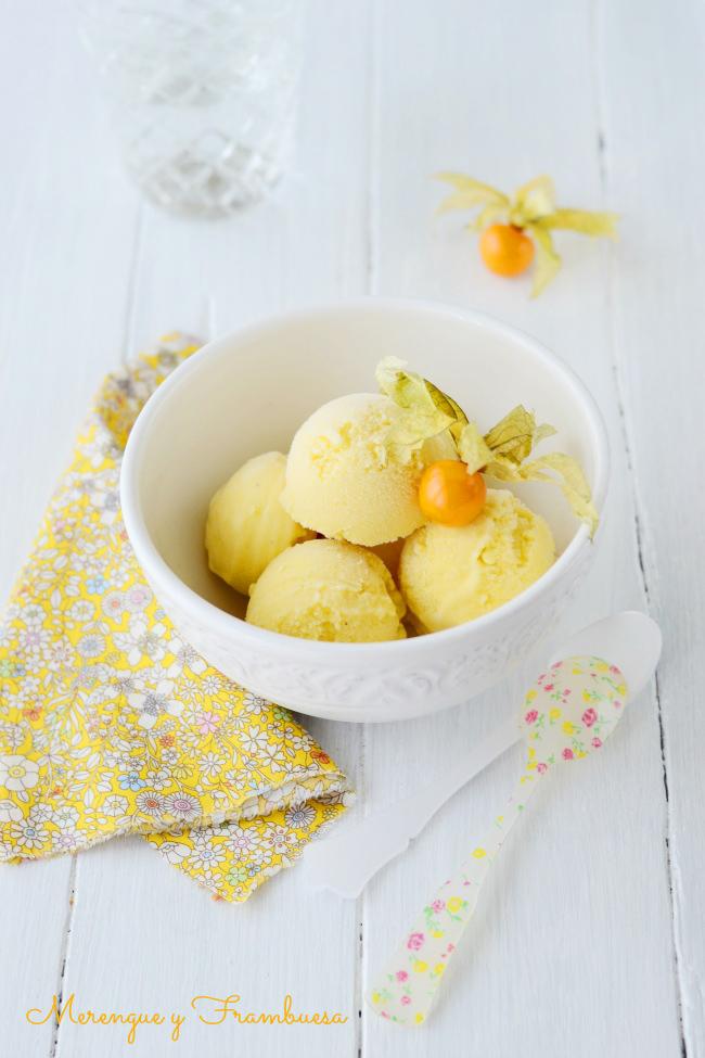 Helado de mango y fruta de la pasión