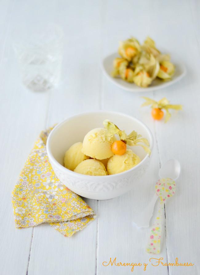 Helado de mango y fruta de la pasión