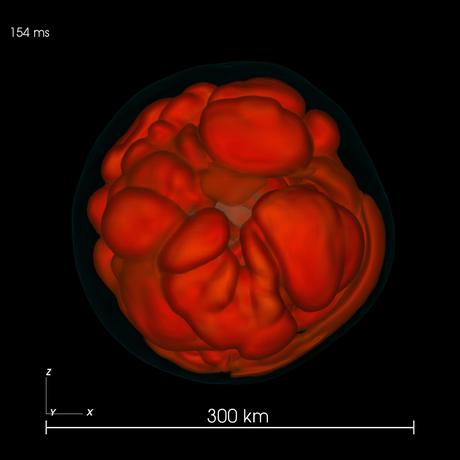 Simulación computarizada del nacimiento de una estrella de neutrones