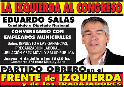 Hoy, jueves 4 de julio, Eduardo Salas conversa con trabajadores municipales en el Local Central del PO de Córdoba.