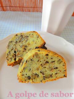 bizcocho plátano, chocolate y nueces