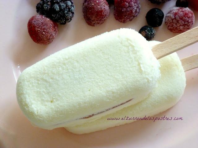 Polos de Nata con Mermelada de Frutas del Bosque