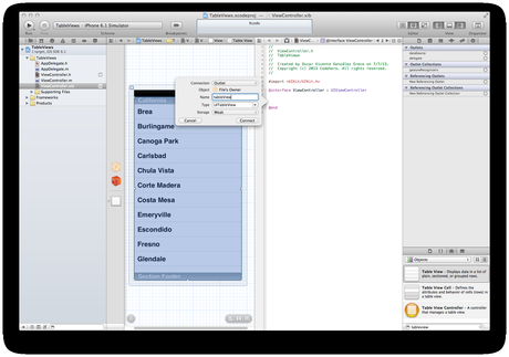Conectando UITableView con el código