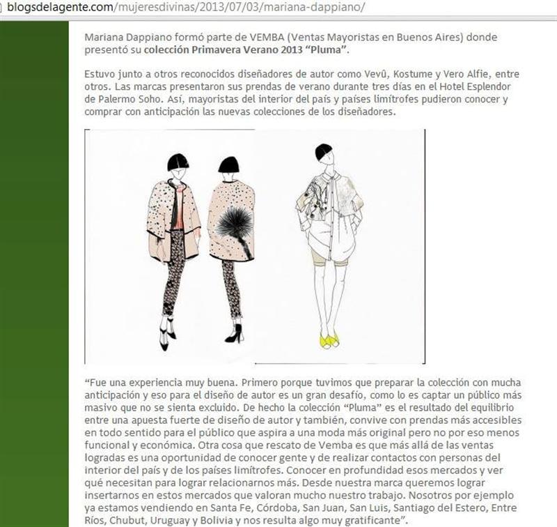 Moda Argentina: Mariana Dappiano presenta 'Pluma' 2013/14