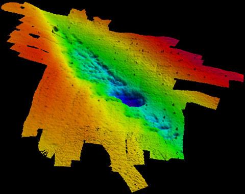 mapa de sonar de bosque submarino en el Golfo de México