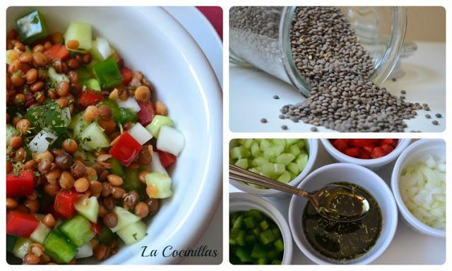 Ensalada de lentejas con piriñaca