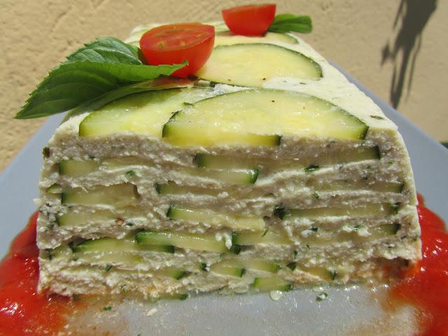 Pastel de pollo y calabacín al vapor