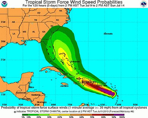 Tormenta Tropical Chantal gana en intensidad en el mar Caribe oriental