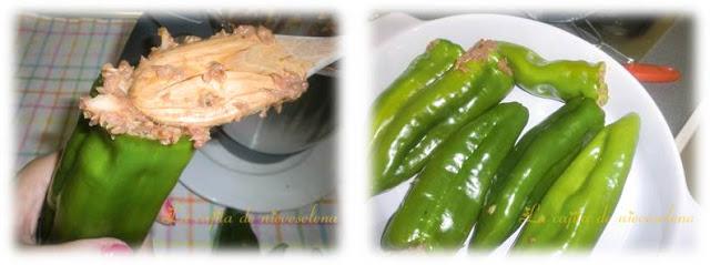 Pimientos rellenos de pastel de carne con pisto