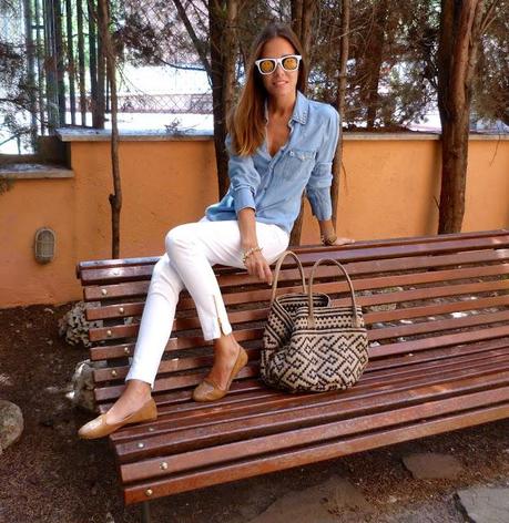 White jeans + denim