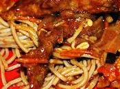 Ternera cerveza negra fideos soba