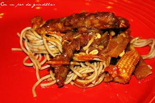 Ternera a la cerveza negra con fideos soba