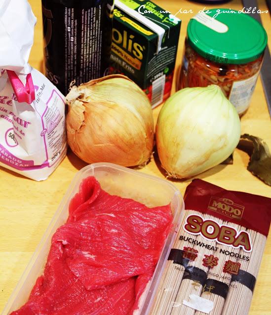 Ternera a la cerveza negra con fideos soba