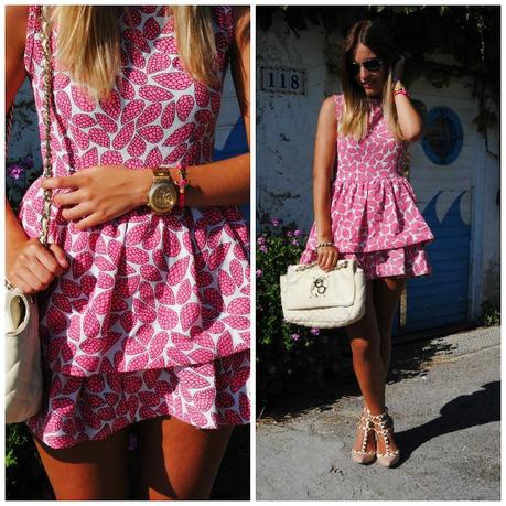 Pink dress.