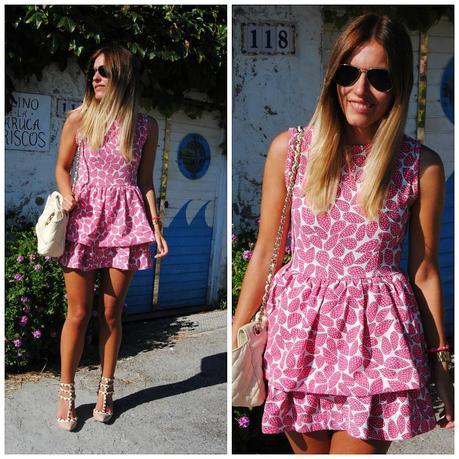 Pink dress.